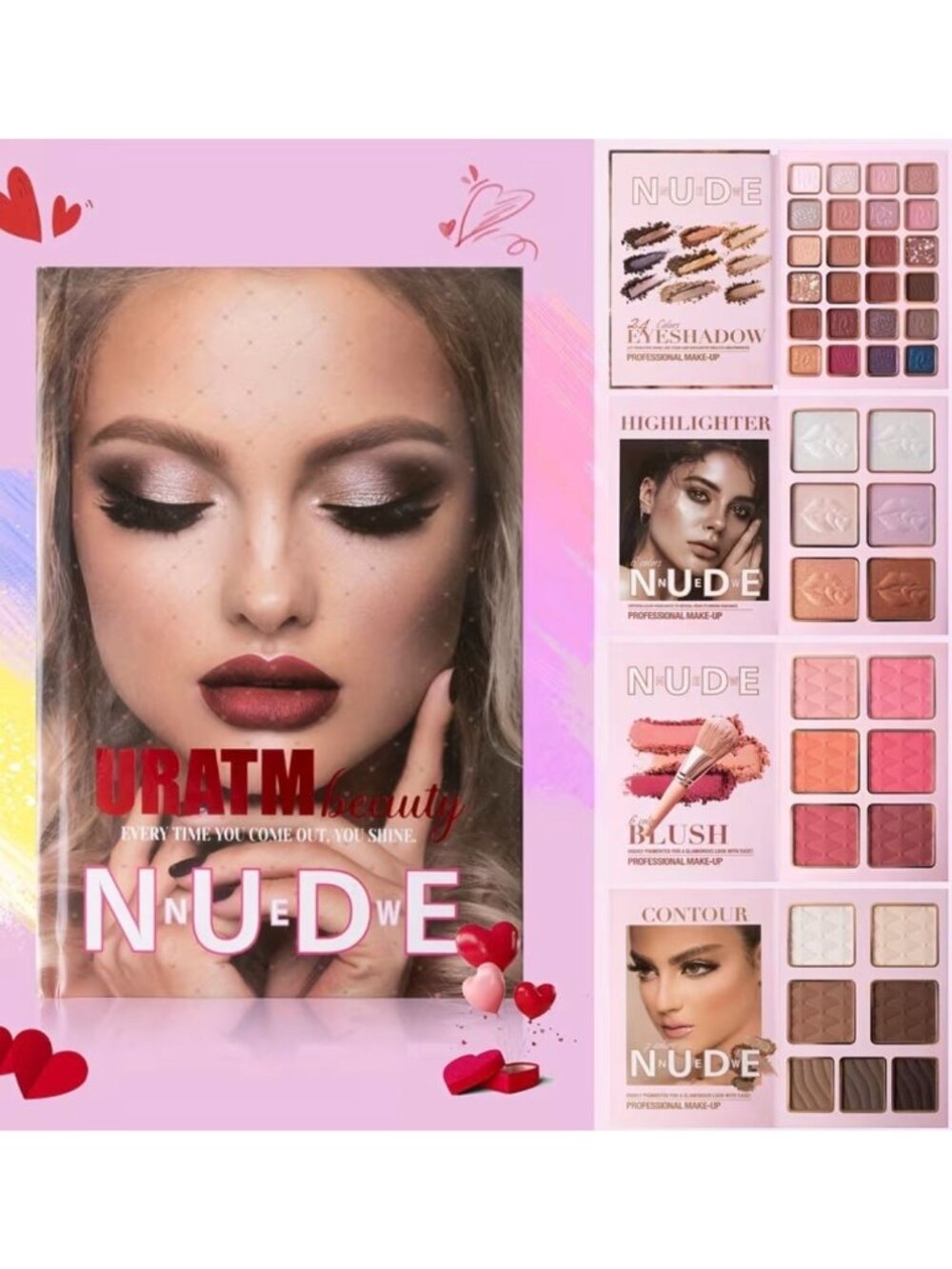 URATM Beauty Makeup Face Kit Eyeshadow Blush Highlighter Contour 43 Shades